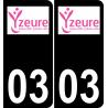 03 Yzeure logotipo de la etiqueta engomada de la placa de registro de la ciudad