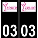 03 Yzeure logotipo de la etiqueta engomada de la placa de registro de la ciudad