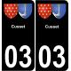 03 Cusset placa etiqueta de registro de la ciudad