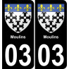 03 Moulins placa etiqueta de registro de la ciudad