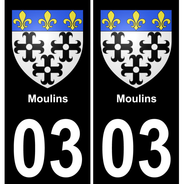 03 Moulins placa etiqueta de registro de la ciudad