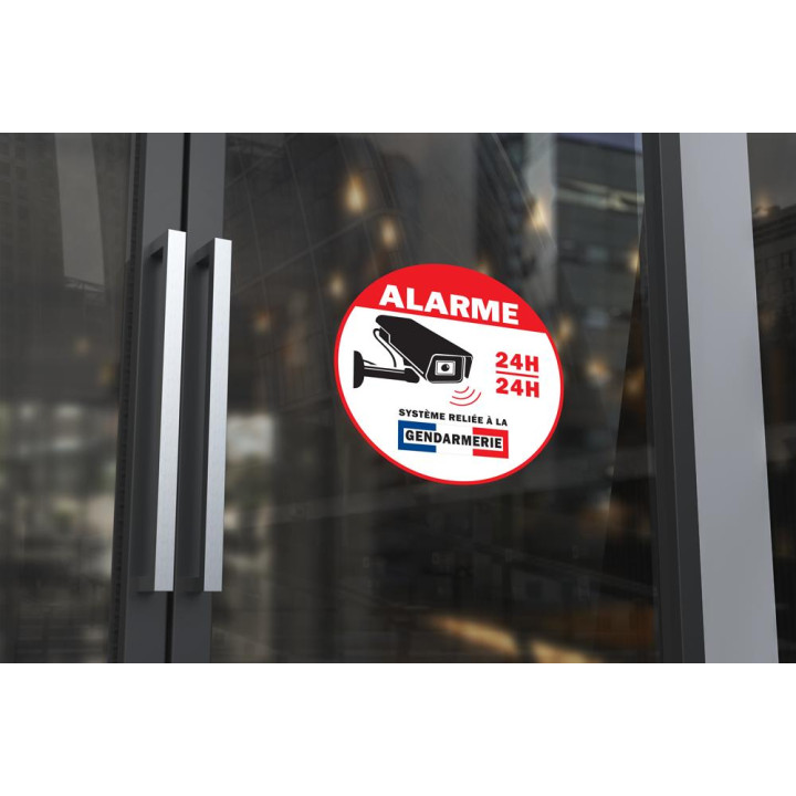 Alarme gendarmerie système protection 24h/24h camera vidéo surveillance ordre autocollant sticker logo47