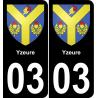 03 Yzeure autocollant sticker plaque immatriculation auto ville