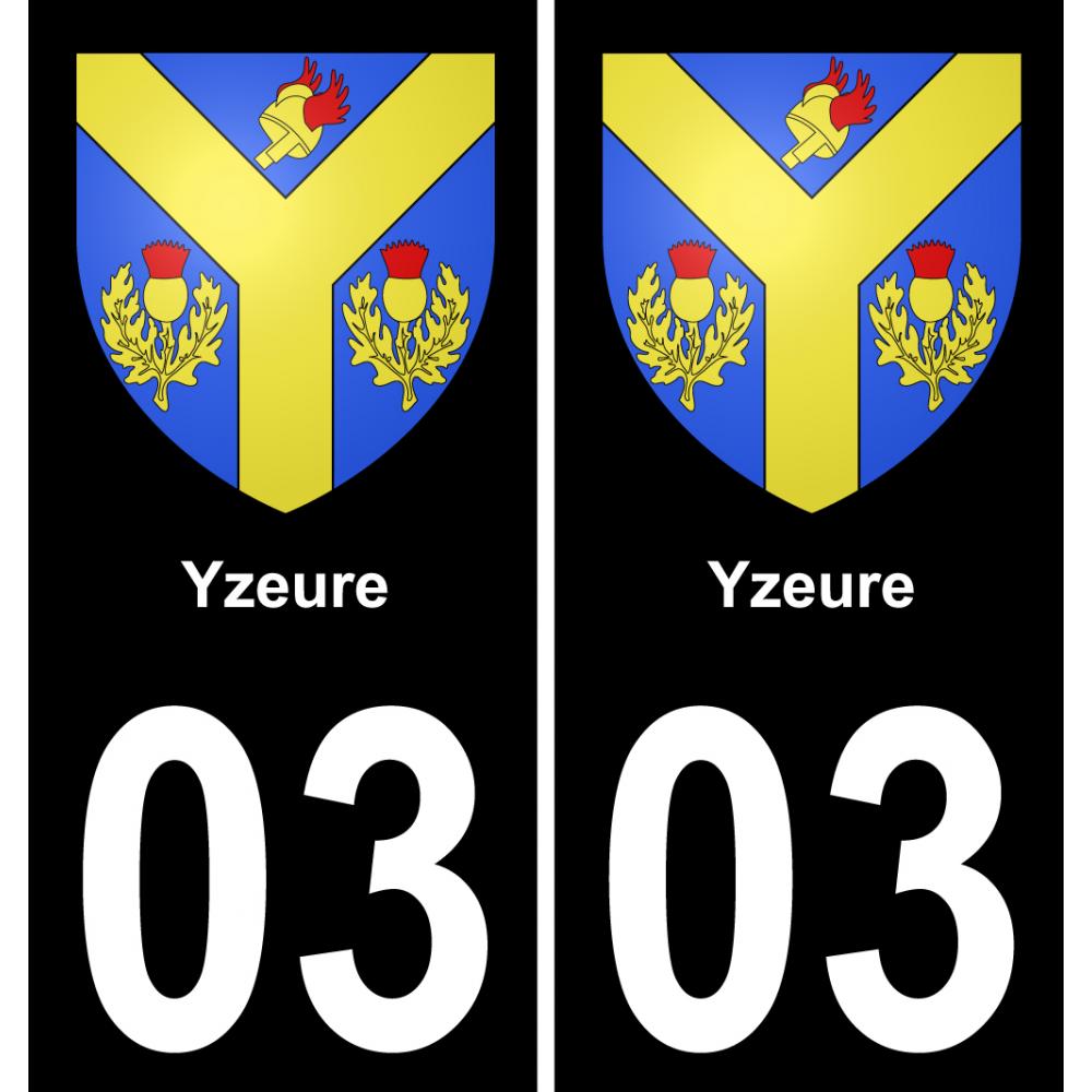 03 Yzeure placa etiqueta de registro de la ciudad