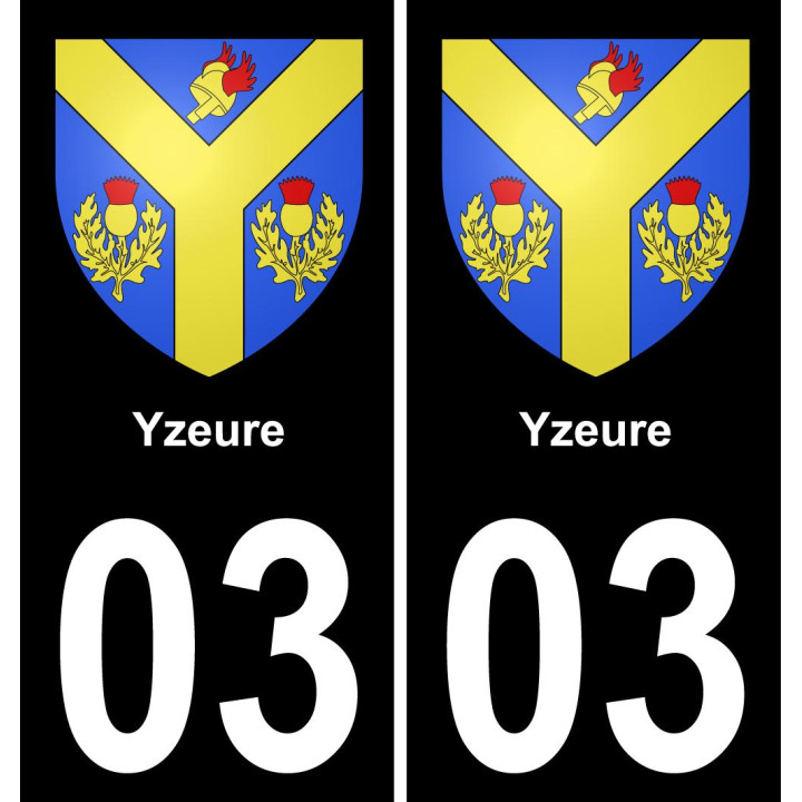 03 Yzeure autocollant sticker plaque immatriculation auto ville