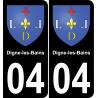 04 Digne-les-Bains placa etiqueta de registro de la ciudad