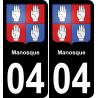 04 Manosque autocollant sticker plaque immatriculation auto ville
