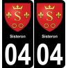 04 Sisteron autocollant sticker plaque immatriculation auto ville