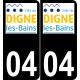 04 Digne-les-Bains logotipo de la etiqueta engomada de la placa de registro de la ciudad