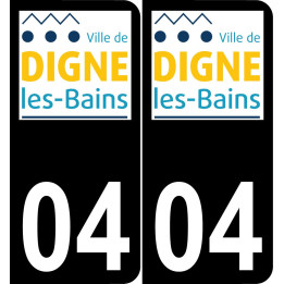 04 Digne-les-Bains logotipo de la etiqueta engomada de la placa de registro de la ciudad