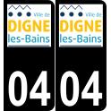 04 Digne-les-Bains logotipo de la etiqueta engomada de la placa de registro de la ciudad