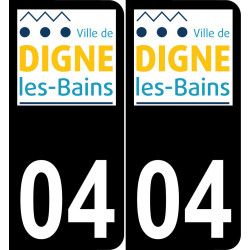 04 Digne-les-Bains logotipo de la etiqueta engomada de la placa de registro de la ciudad