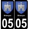 05 Briançon autocollant sticker plaque immatriculation auto ville