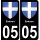 05 Embrun sticker plate registration city