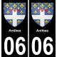 06 Antibes placa etiqueta de registro de la ciudad