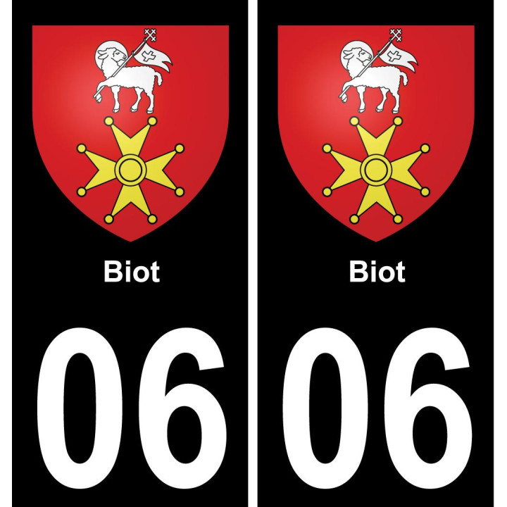 06 Biot autocollant sticker plaque immatriculation auto ville