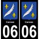 06 Cannes autocollant sticker plaque immatriculation auto ville