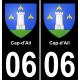 06 Cap-d'Ail autocollant sticker plaque immatriculation auto ville