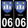 06 Carros autocollant sticker plaque immatriculation auto ville