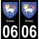 06 Grasse autocollant sticker plaque immatriculation auto ville