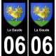 06 La Gaude autocollant sticker plaque immatriculation auto ville