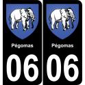 06 Pégomas autocollant sticker plaque immatriculation auto ville