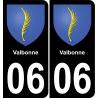 06 Valbonne placa etiqueta de registro de la ciudad