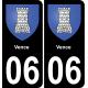 06 Vence autocollant sticker plaque immatriculation auto ville