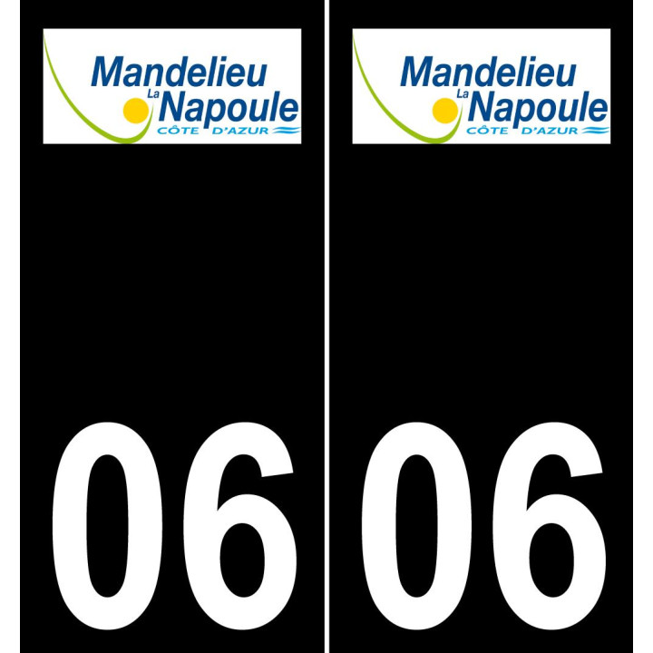 06 Mandelieu-la-Napoule logotipo de la etiqueta engomada de la placa de registro de la ciudad