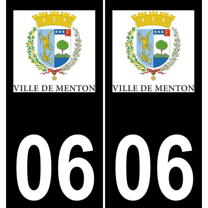 06 Menton logotipo de la etiqueta engomada de la placa de registro de la ciudad