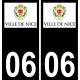 06 Nice logo autocollant plaque immatriculation auto ville sticker