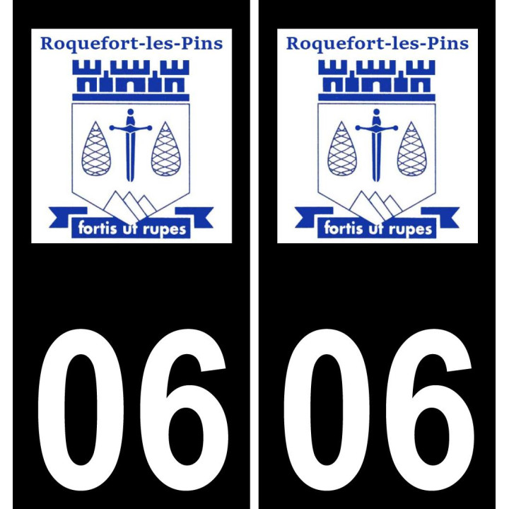 06 Roquefort-les-Pins logotipo de la etiqueta engomada de la placa de registro de la ciudad