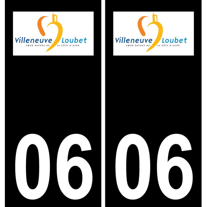 06 Villeneuve-Loubet logotipo de la etiqueta engomada de la placa de registro de la ciudad