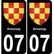 07 Annonay placa etiqueta de registro de la ciudad