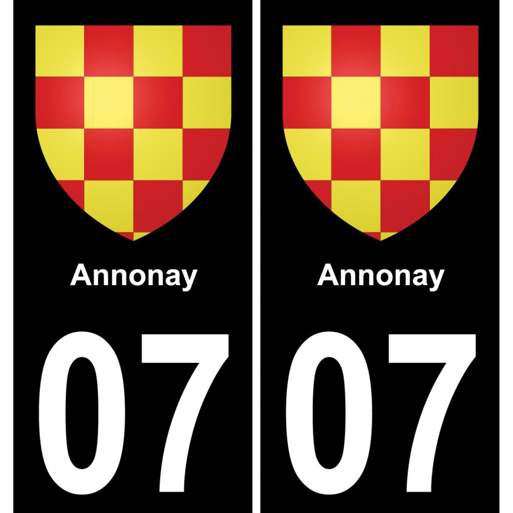 07 Annonay autocollant sticker plaque immatriculation auto ville