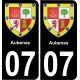 07 Aubenas autocollant sticker plaque immatriculation auto ville