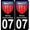 07 Bourg-Saint-Andéol placa etiqueta de registro de la ciudad