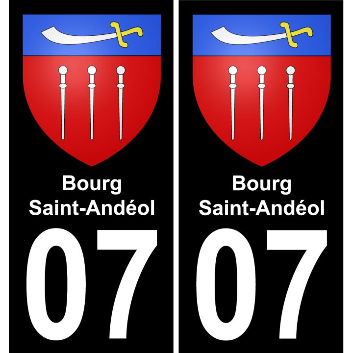 07 Bourg-Saint-Andéol autocollant sticker plaque immatriculation auto ville
