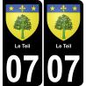 07 Le Teil autocollant sticker plaque immatriculation auto ville