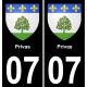 07 Privas placa etiqueta de registro de la ciudad
