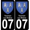 07 Tournon-sur-Rhône placa etiqueta de registro de la ciudad