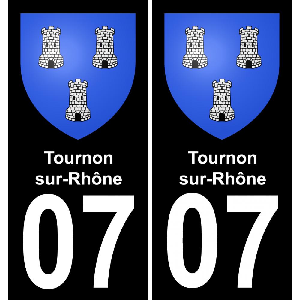 07 Tournon-sur-Rhône autocollant sticker plaque immatriculation auto ville