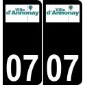 07 Annonay logo autocollant plaque immatriculation auto ville sticker