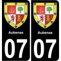 07 Aubenas logo autocollant plaque immatriculation auto ville sticker