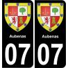 07 Aubenas logotipo de la etiqueta engomada de la placa de registro de la ciudad
