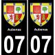 07 Aubenas logo sticker plate registration city black background