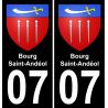 07 Bourg-Saint-Andéol logo adesivo piastra di registrazione city sfondo nero