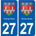27 Pont de l'Arche blason autocollant plaque stickers ville