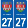 27 Pont de l'Arche blason autocollant plaque stickers ville