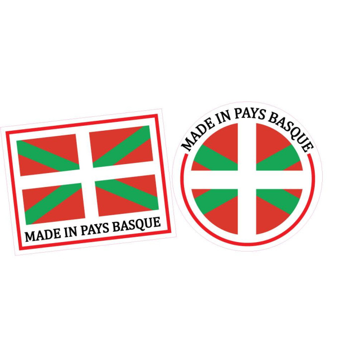 Lot de 2 Made in Basque Euskal Herria fabriqué en tampon colis autocollant sticker logo57